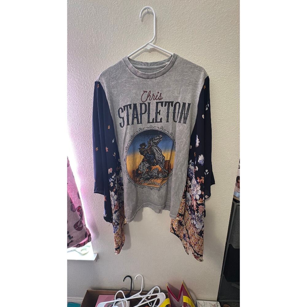 Upcycled Rework Boho Chic Chris Stapleton Band T Shirt